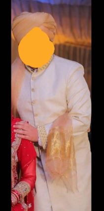 Off white color embroidered Sherwani