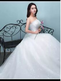Bride train wedding dress lac up dressing