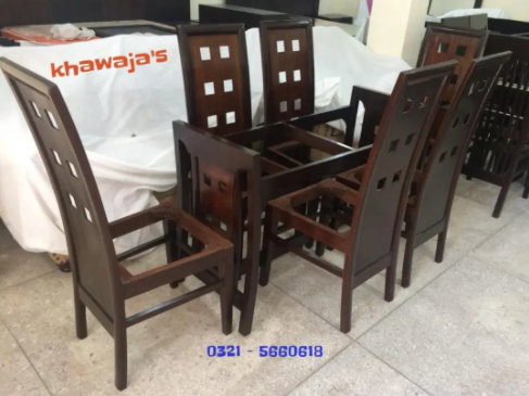 Kikar wood dining tables with 6 chairs available for sale