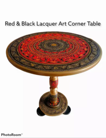 Red Black Lacquer Art Corner Table available for sale