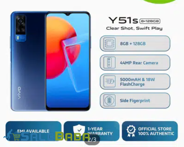 Vivo Y51s mobile  in blue color available for sale