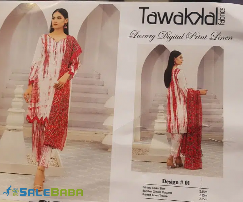 Linen 3Piece Suit Tie and Dyein Different colors  on Sale in Lahore