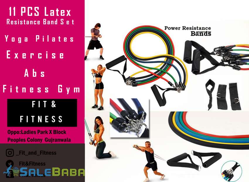 11 PCS Latex Resistance Band Set Yoga Pilates Abs Exercise Fitness Gym