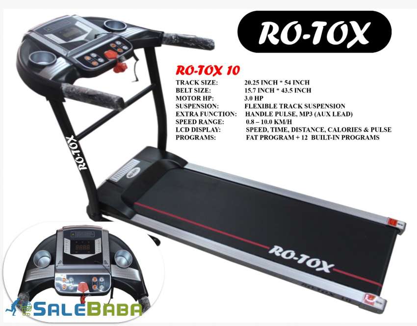 Rotox 10  Motorized Treadmill (30HP)  Black
