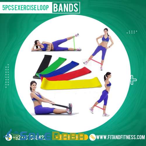 5pcs Sports Exercise Loop Stretch Band  Multicolour