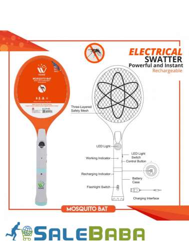 Rechargeable Mosquito Racket with LED Flash Light